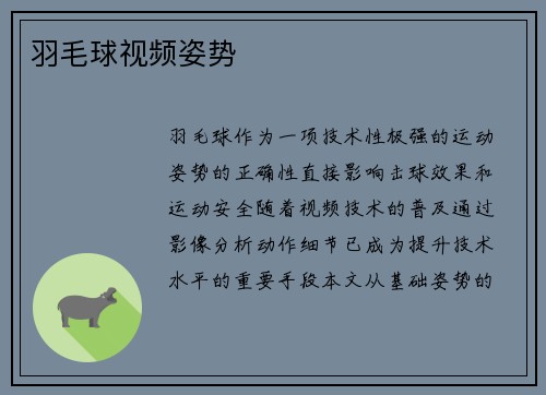 羽毛球视频姿势